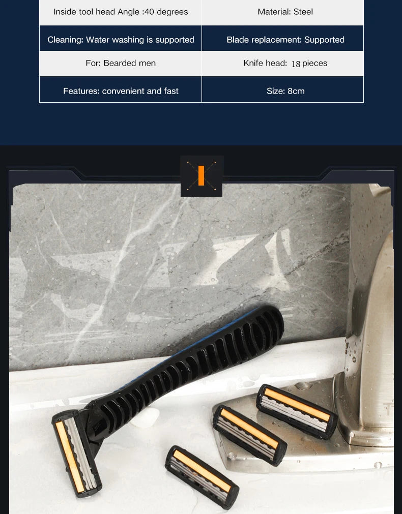 LuxuryGlow Triple-Blade Men's Razor | Reusable Shaver with Imported Blades for Smooth Shaving