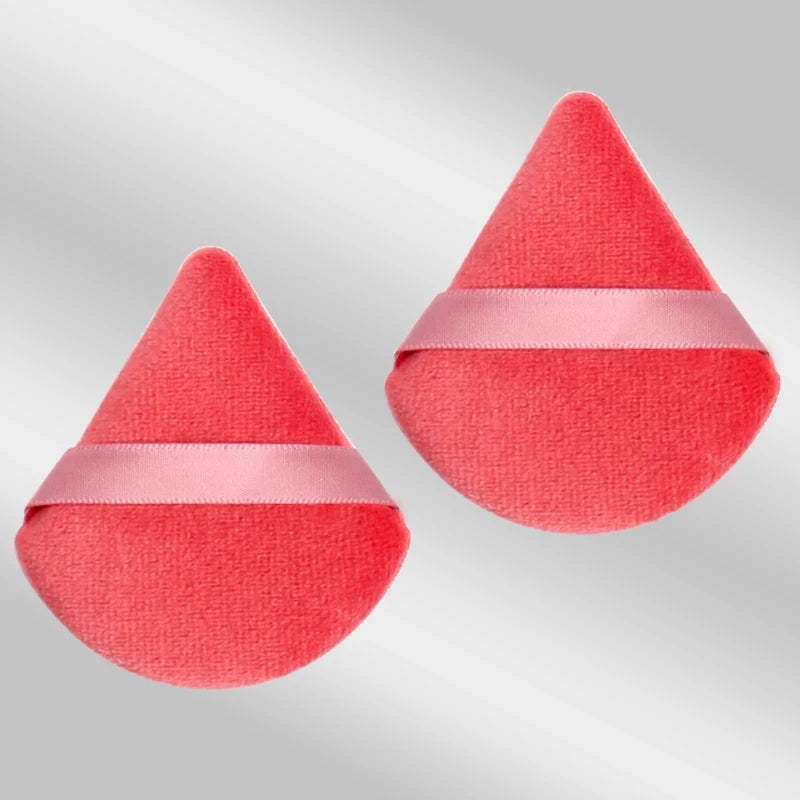 LuxuryGlow 2PCS Triangle Velvet Powder Puff – Soft Reusable Makeup Blender for Flawless Foundation Application