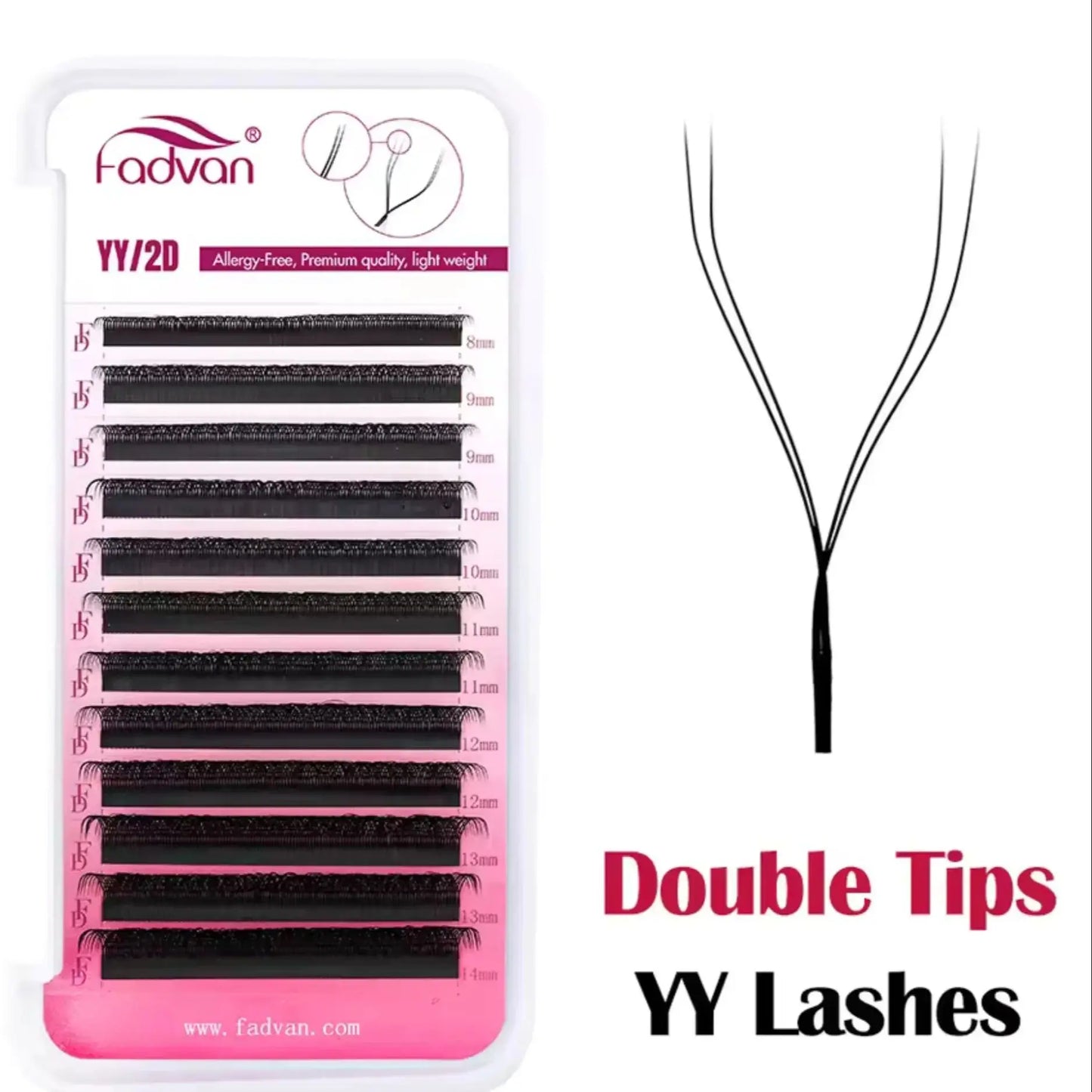 Fadvan 2D/3D YY Shape Premade Volume Eyelash Extensions – Natural Soft 0.07mm C/D Curl Lashes