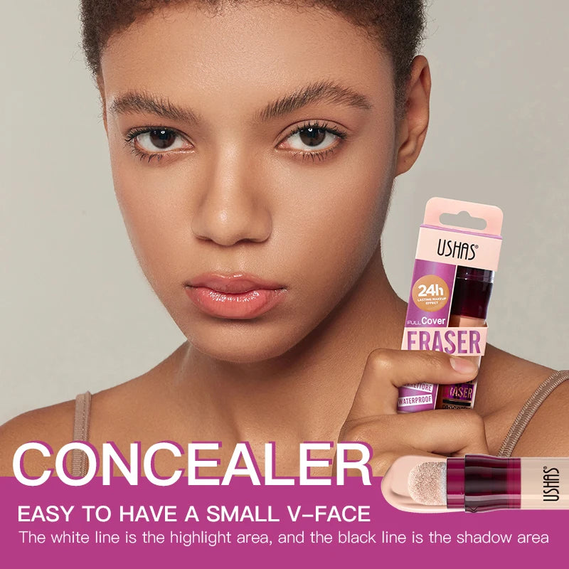 USHAS 12-Color Liquid Concealer with Rotating Sponge – Lightweight, Long-Lasting & Moisturizing Foundation