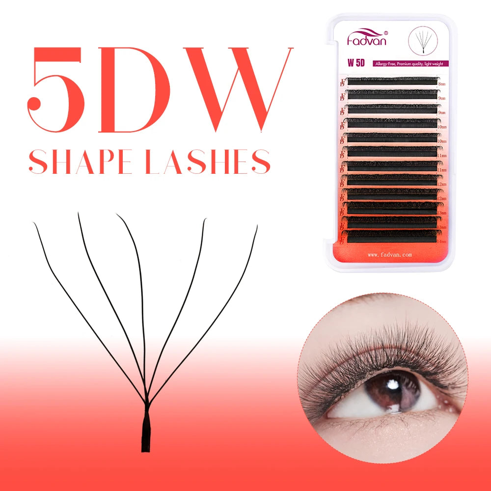 رموش FADVAN YY/3D–6D W جاهزة للتركيب على شكل مروحة - وصلات شعر المنك الصناعي الناعمة C60