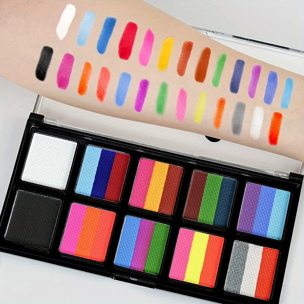 Kit de pintura corporal y facial VERONNI de 10 colores con pincel: maquillaje seguro para niños y adultos