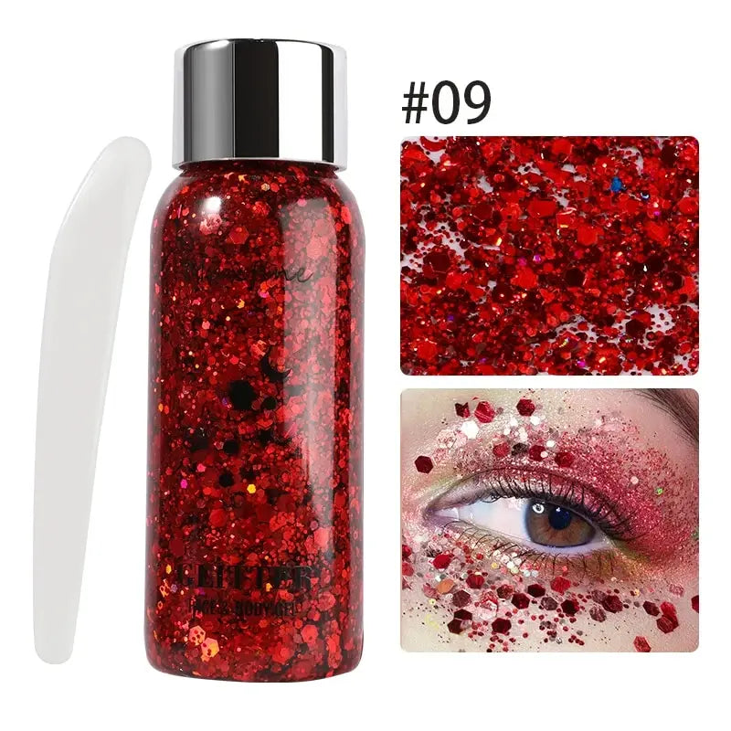 MAXFINE Full Body Glitter Gel – Long-Lasting Eye, Hair & Body Sparkle