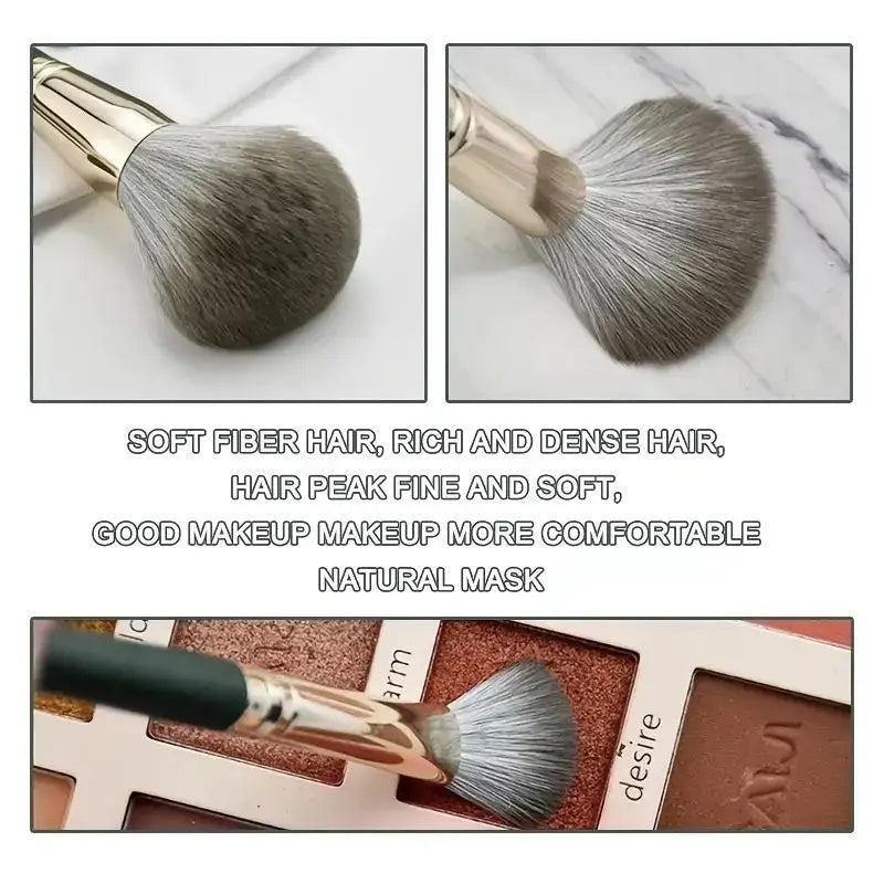 مجموعة فرش مكياج من الخيزران من LuxuryGlow، مكونة من 14 قطعة - فرش من ألياف الصوف الناعم للوجه والعينين