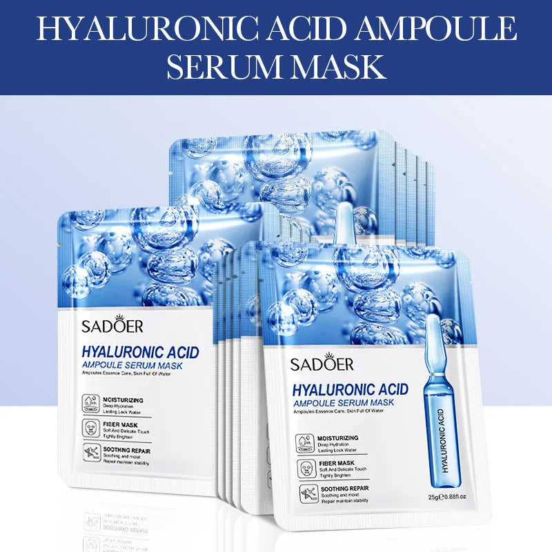 SADOER 15PCS 24K Gold Hyaluronic Acid Face Masks – Firming & Hydrating Skincare Set