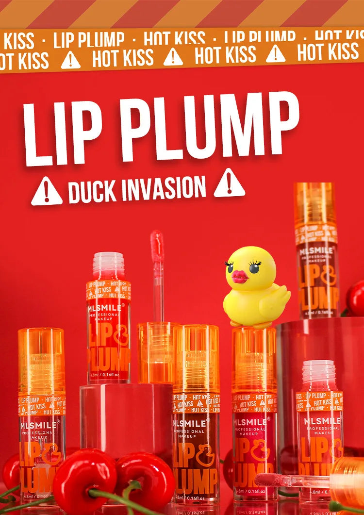 MLSMILE Aceite hidratante para labios con efecto voluminizador de pato: brillo hidratante de larga duración