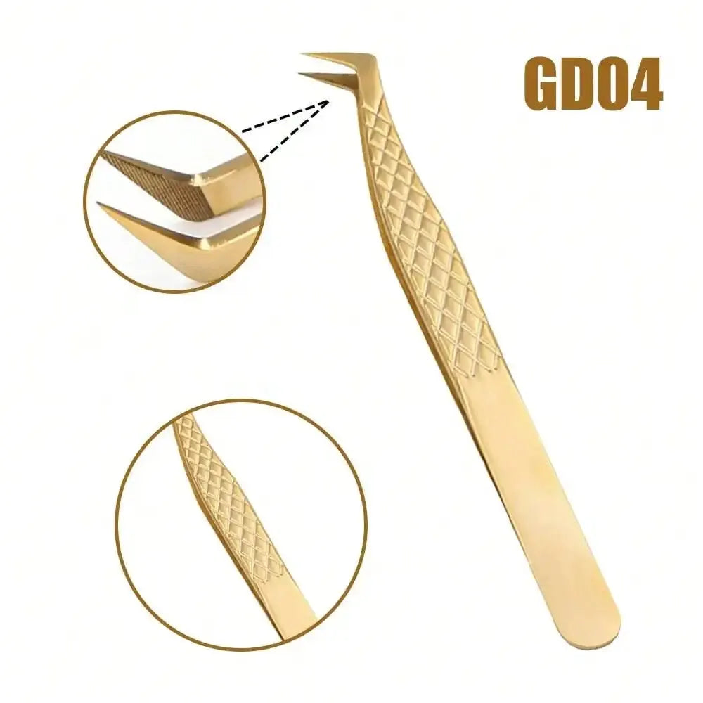 GEMERRY Fiber Tip Eyelash Extension Tweezer – High Precision Golden Tool