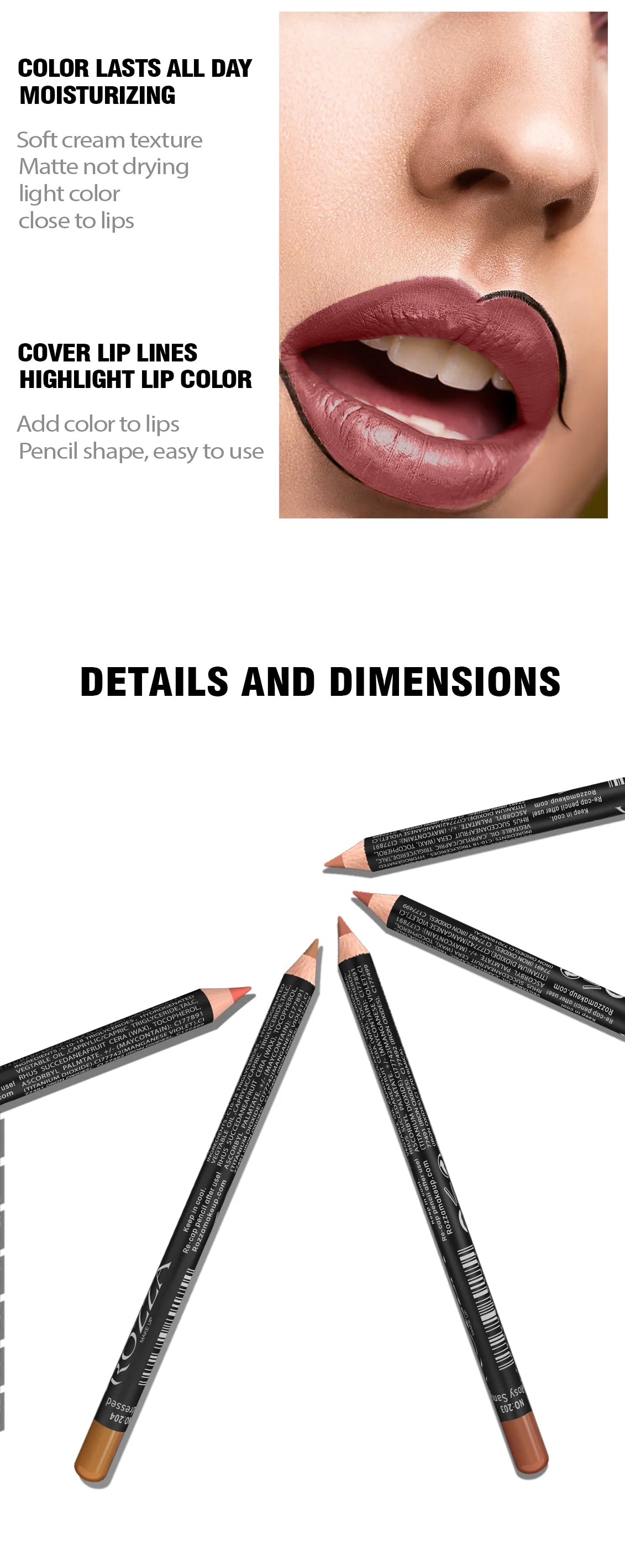 Delineador de labios mate LuxuryGlow de 14 colores: lápices de alta pigmentación, resistentes al agua y de larga duración.