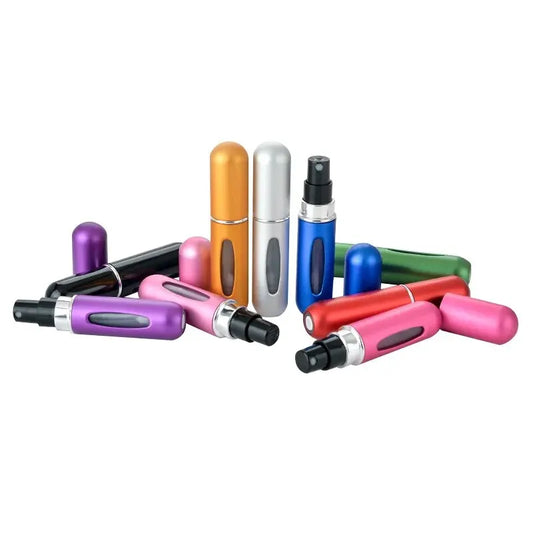 Botella de perfume recargable LuxuryGlow de 5 ml con atomizador: llenado inferior y fácil de transportar