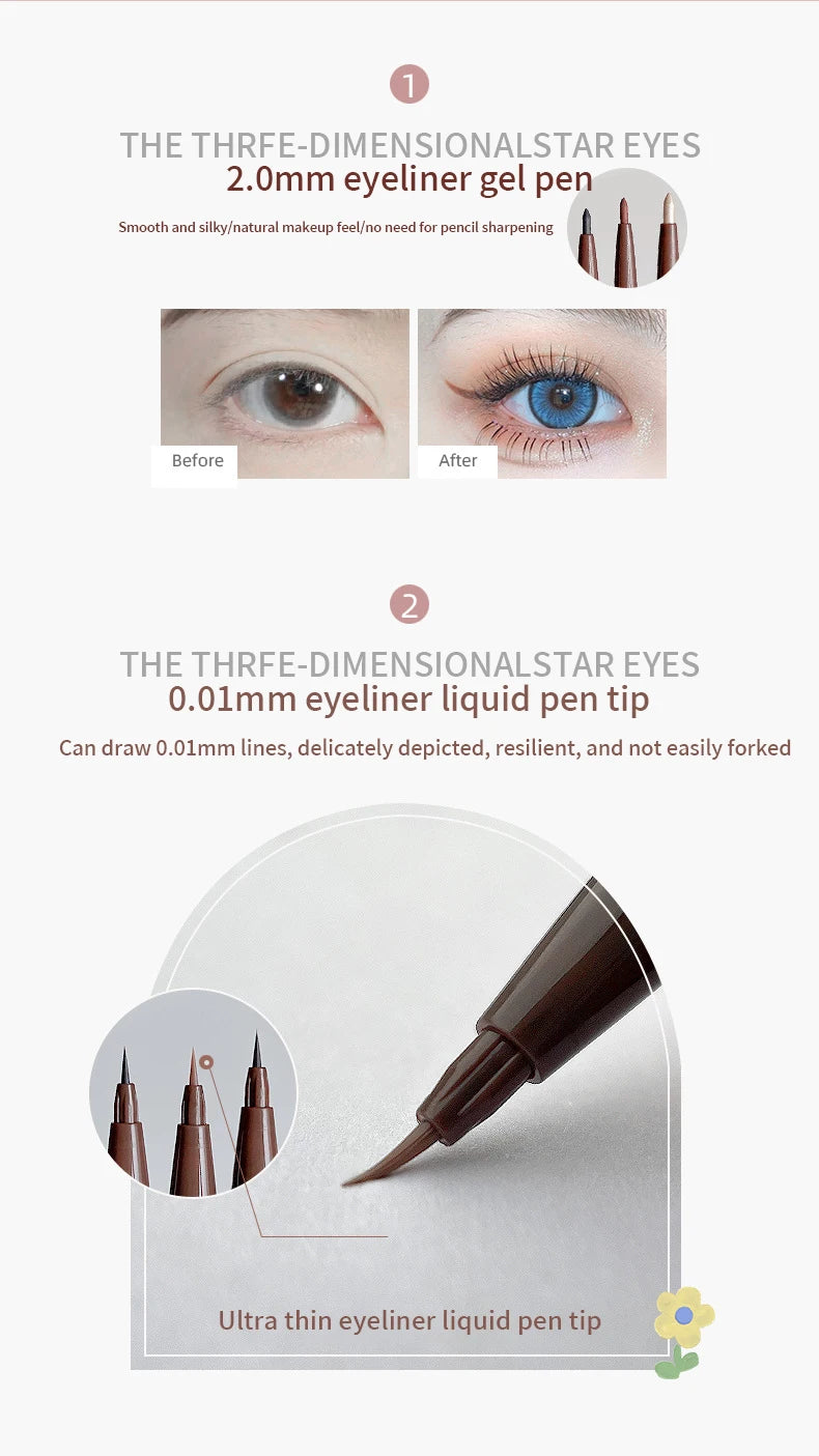MAXFINE Double-Head Eyeliner Pen – Waterproof Fine Tip & Eye Brightener