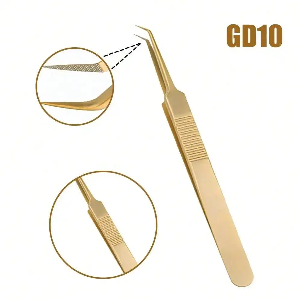 GEMERRY Fiber Tip Eyelash Extension Tweezer – High Precision Golden Tool