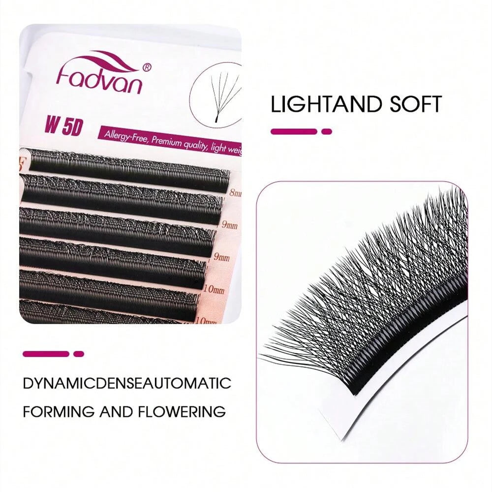 FADVAN 5D W-Shaped Eyelash Extensions – Soft Faux Mink Premade Volume Lashes (C/D/M Curl)