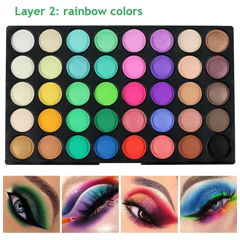 Paleta de sombras de ojos VERONNI de 120 colores: maquillaje mate, brillante y con purpurina de larga duración.