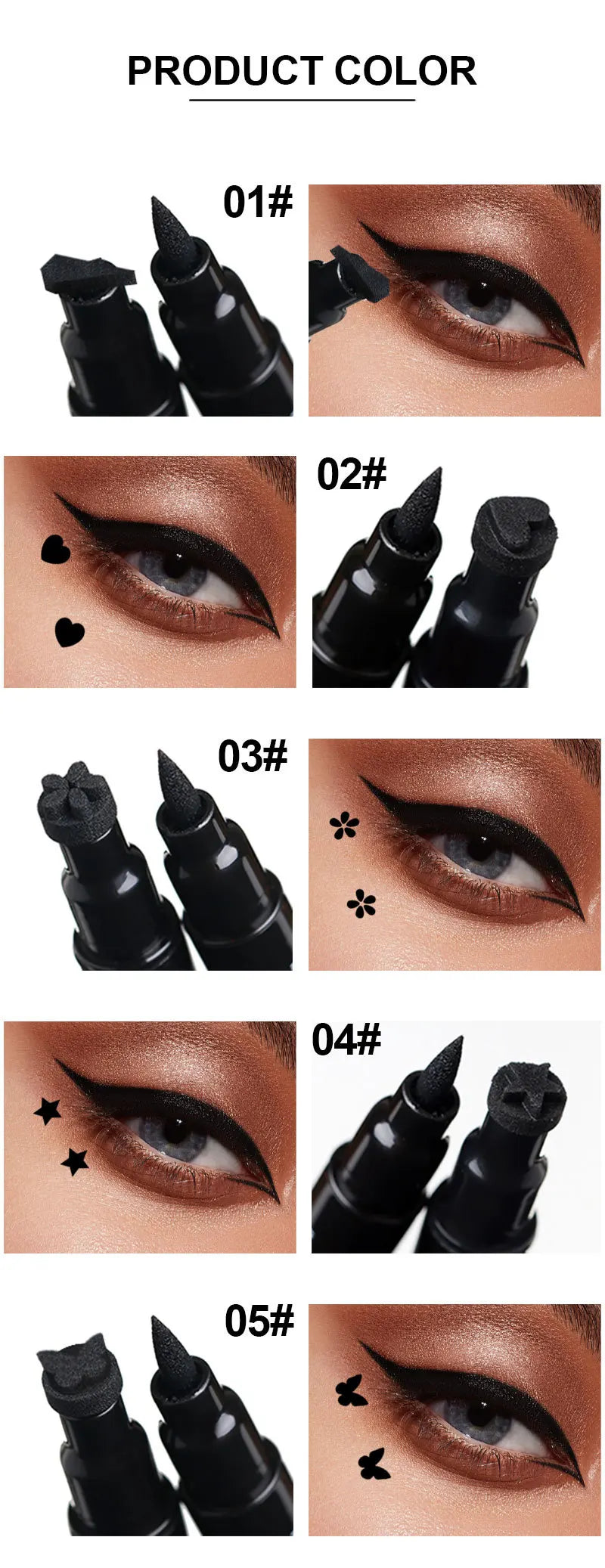 Dragon Ranee Double-Head Eyeliner with Star Stamp – Waterproof & Smudge-Proof (2.5g)