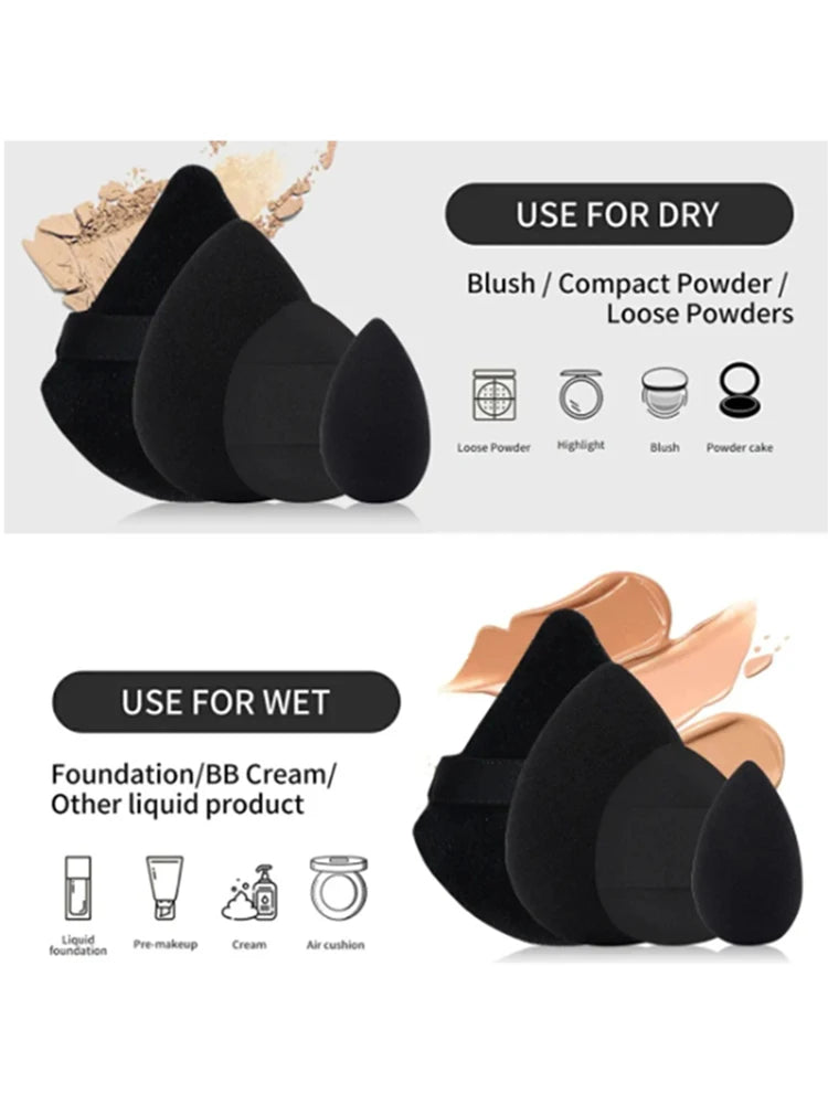 LuxuryGlow - Juego de 12 mini borlas para polvos y herramientas de maquillaje: suaves esponjas de aire sin látex para polvos sueltos y base.