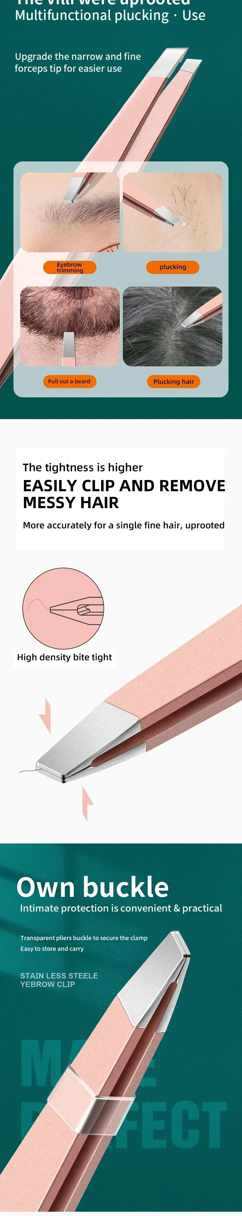 RUZOFO Precision Stainless Steel Tweezers – Eyebrow, Splinter & Ingrown Hair Removal Tool