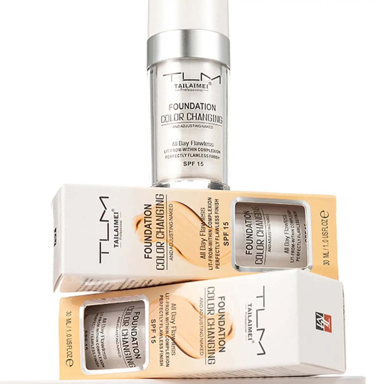 Base de maquillaje líquida hidratante ligera LuxuryGlow: hidratante, resistente al agua y transpirable.