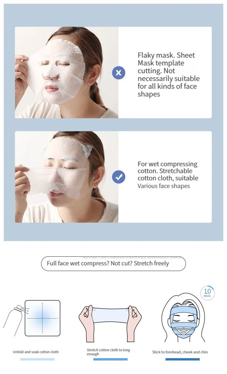 LuxuryGlow 200PCS Wet Cotton Stretch Pads | Disposable Makeup Remover & Mask