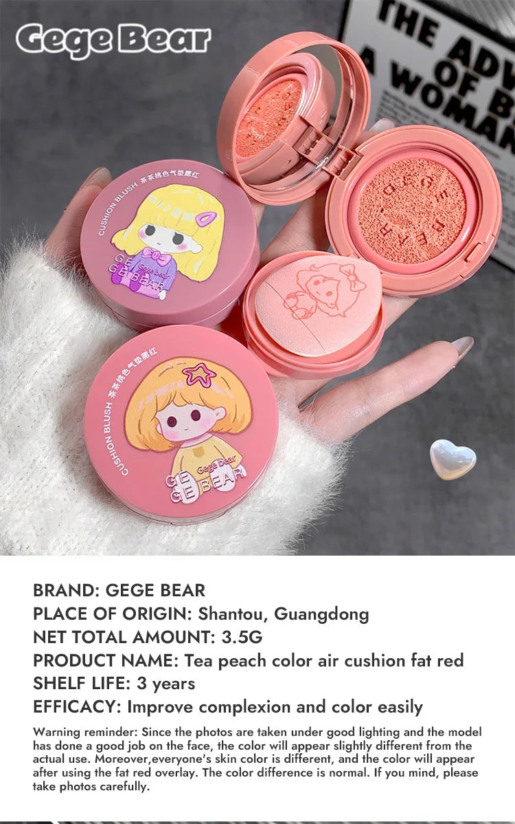 Gege Bear Cushion Blush by Gege Bear – Long-Lasting, Blendable & Whitening Finish