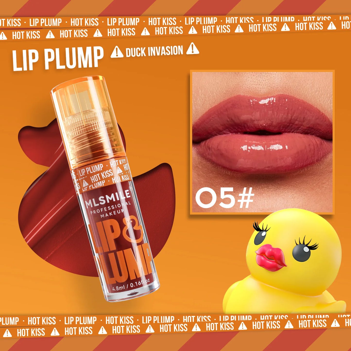MLSMILE Aceite hidratante para labios con efecto voluminizador de pato: brillo hidratante de larga duración
