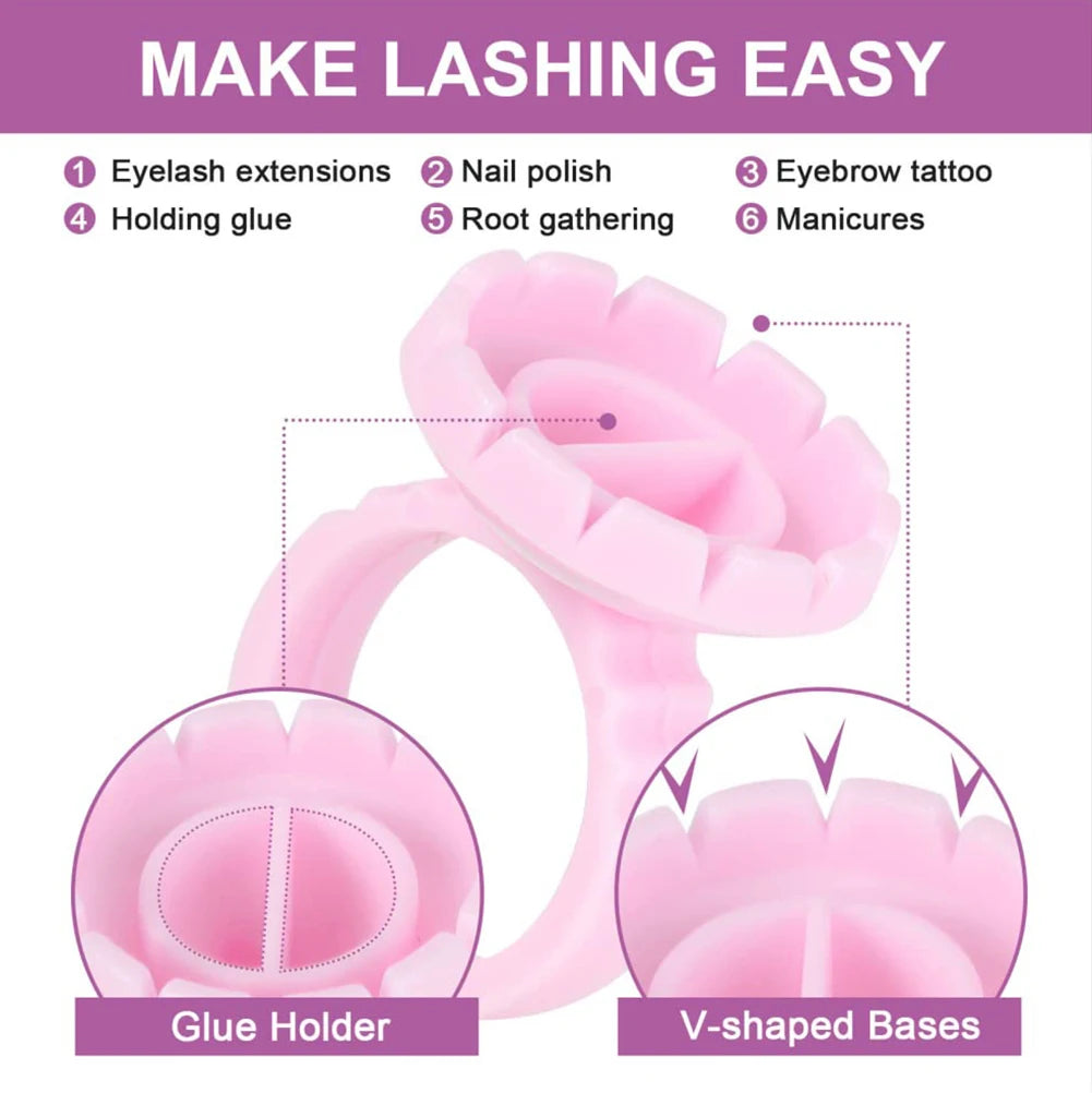 FOEONCO 100PCS Disposable Eyelash Glue Rings for Lash Extension & Tattoo Ink