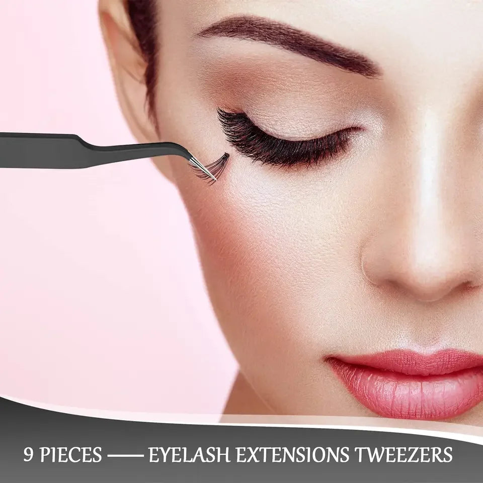 LuxuryGlow Stainless Steel Curved Tip Eyelash Tweezers – Precision Lash & Brow Tool