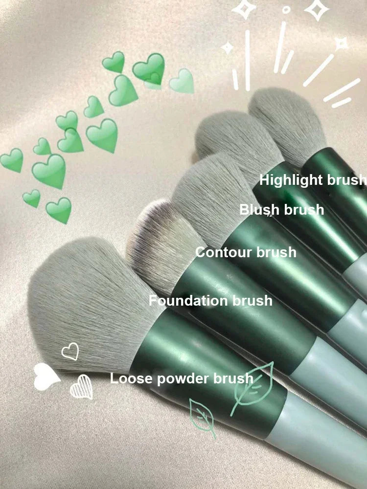 Juego de 13 brochas de maquillaje para mujer, para sombra de ojos, base, colorete, herramientas de maquillaje suaves, bolsa de belleza