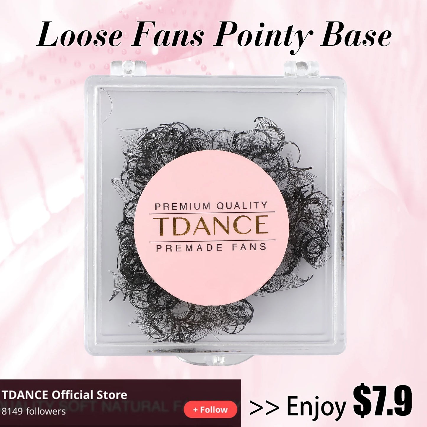 TDANCE 500Fans Premade Volume Eyelash Extensions – Pointy Base, Medium Stem C210