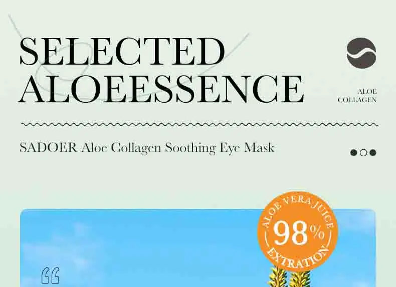 SADOER Aloe Vera Collagen Eye Masks | 60pcs Anti-Dark Circle & Puffiness Patches