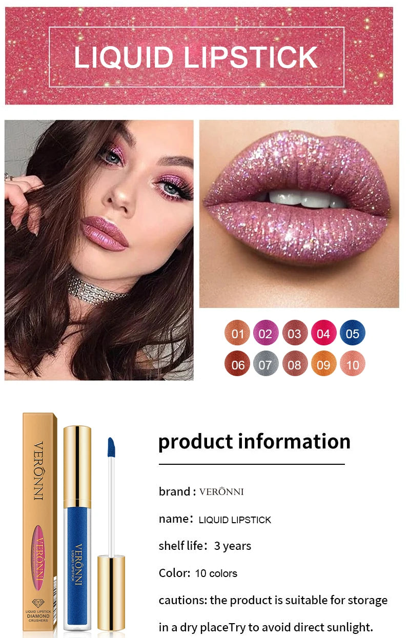 Set de labiales líquidos con purpurina LuxuryGlow de 15 colores: brillo labial duradero, resistente al agua y brillante.