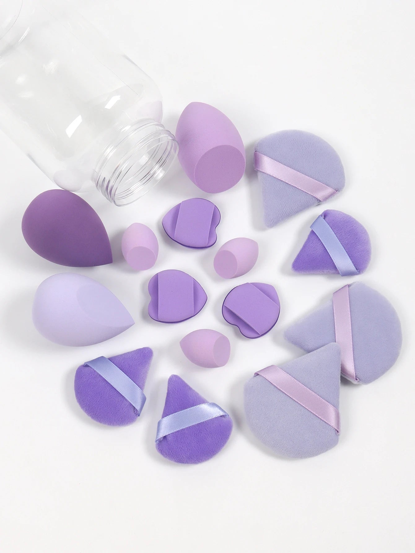 LuxuryGlow All-in-One Makeup Puff Set – 15 Pcs Assorted Beauty Blenders & Powder Puffs