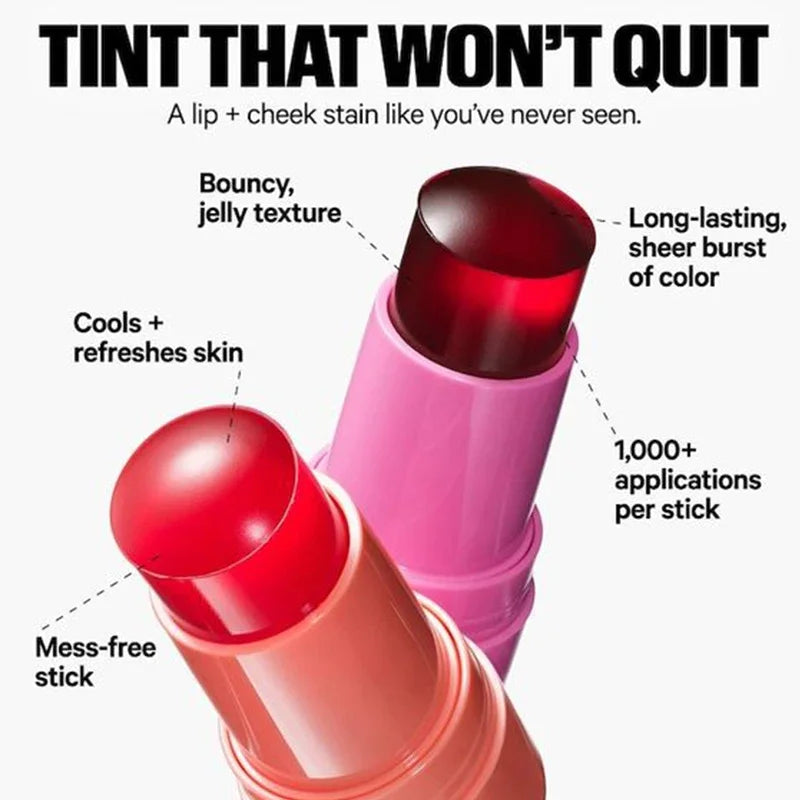 LuxuryGlow 3-in-1 Jelly Lipstick, Blush & Contour Stick – Moisturizing Korean Makeup