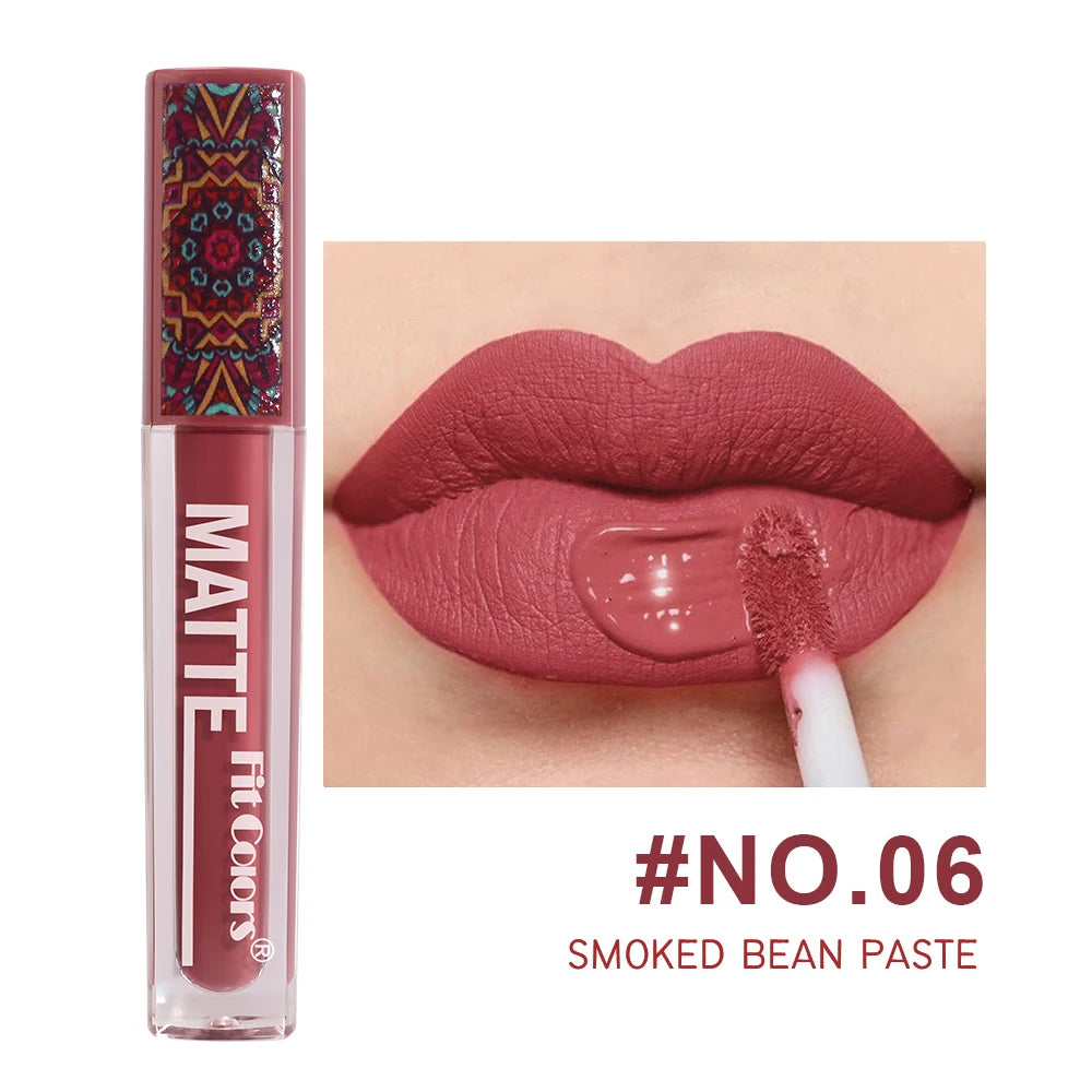 Fit Colors Matte Lip Gloss – Waterproof, Long-Lasting Velvet Lipstick