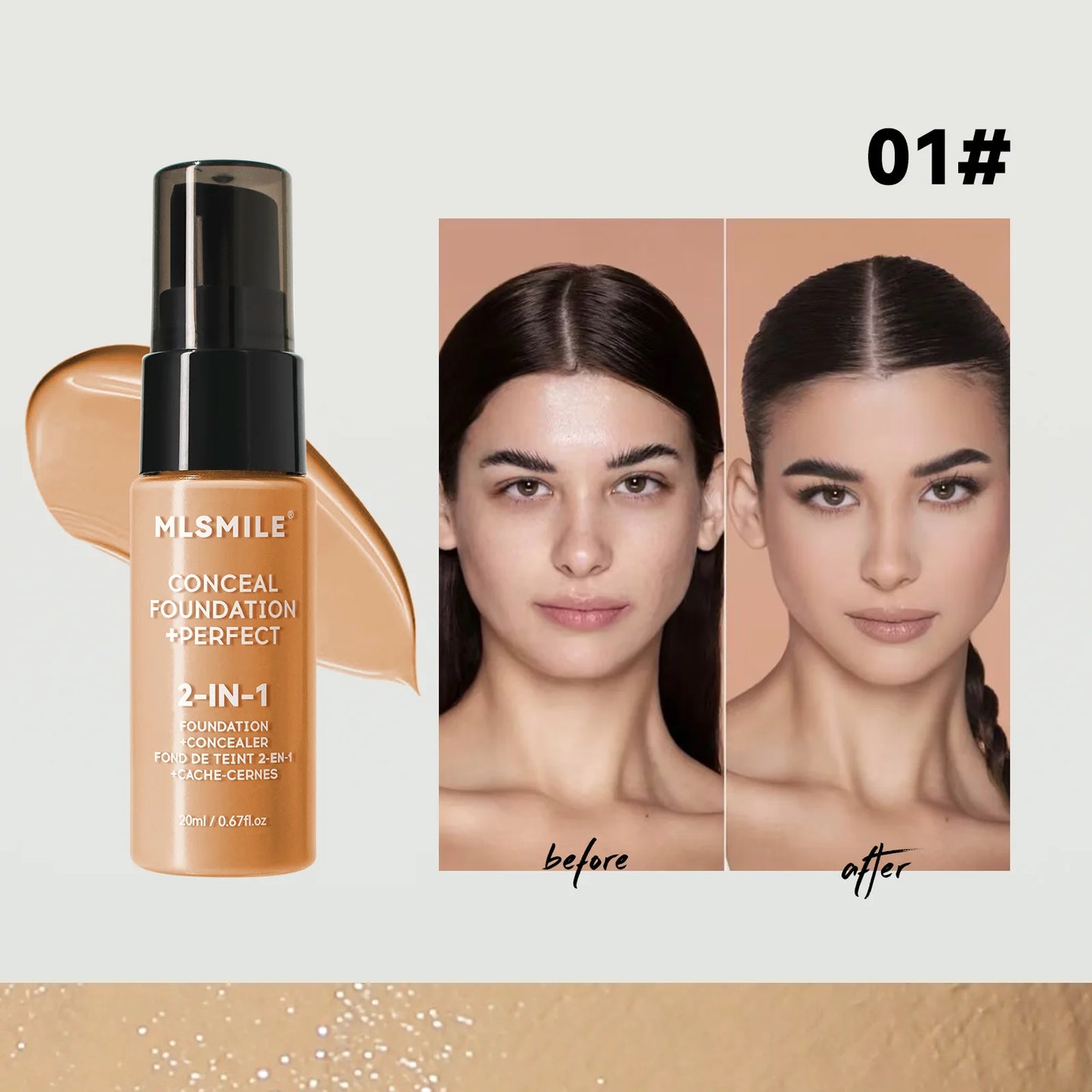 Base de maquillaje en polvo de 6 colores MLSMILE: resistente al agua, de larga duración y con control de grasa.
