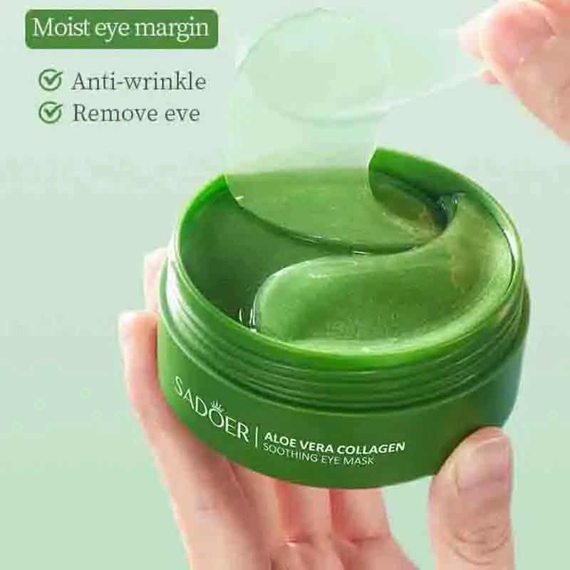 SADOER Aloe Vera Collagen Eye Masks | 60pcs Anti-Dark Circle & Puffiness Patches