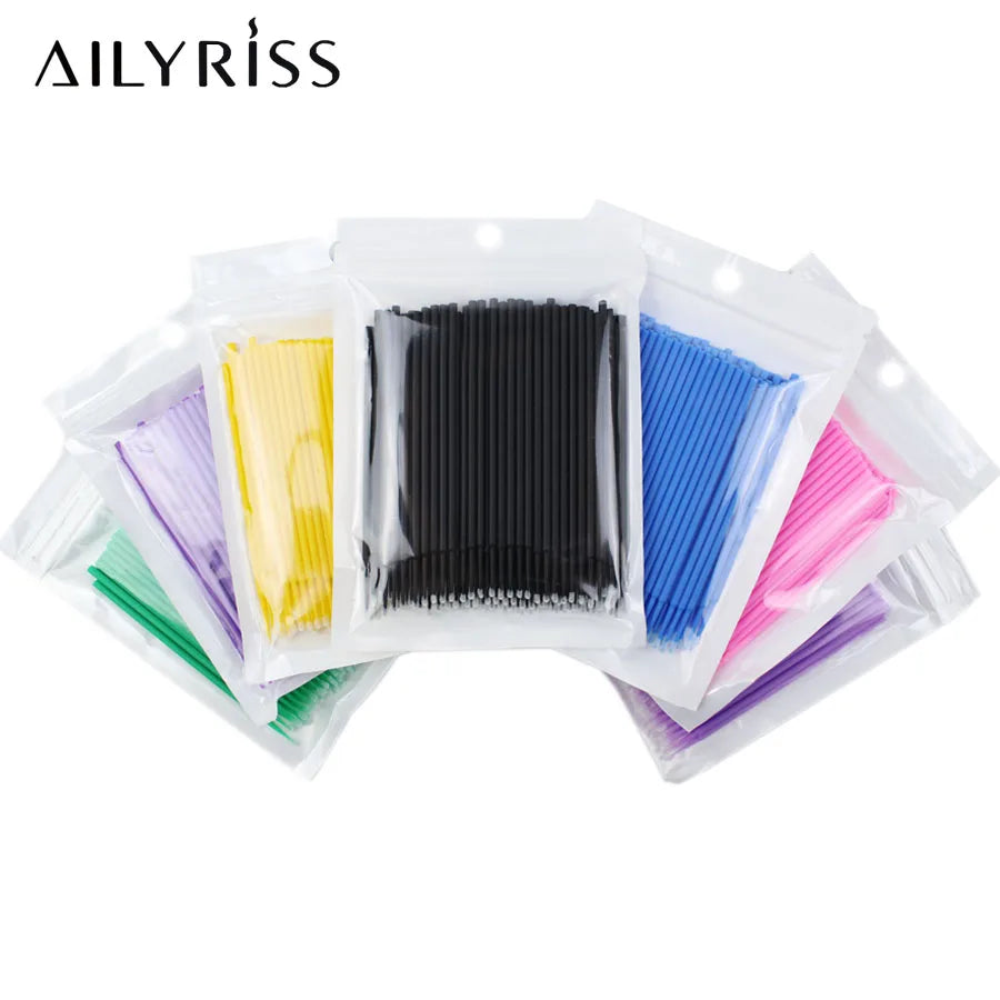 AILYRISS 100PCS Disposable Micro Eyelash Brushes – Precision Applicators for Lash Extensions & Removal