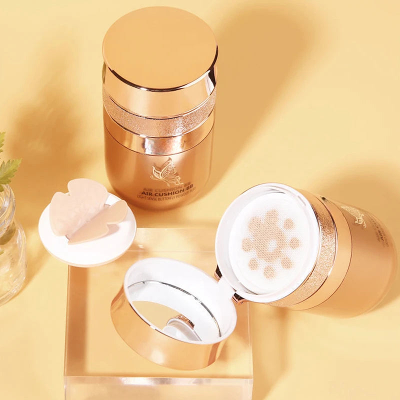 SAKSRAAR Air Cushion BB Cream: Base de maquillaje hidratante y resistente al agua con efecto mariposa | Ilumina, controla la grasa y corrector para todo tipo de piel