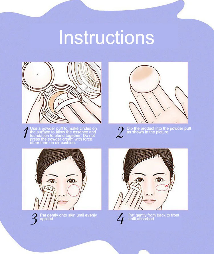 Base de maquillaje líquida Cappuvini Air Cushion: de larga duración, iluminadora e hidratante.