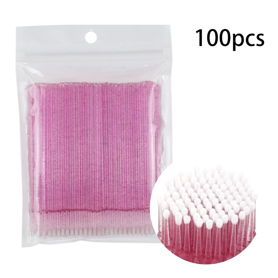 AILYRISS 100PCS Disposable Micro Eyelash Brushes – Precision Applicators for Lash Extensions & Removal