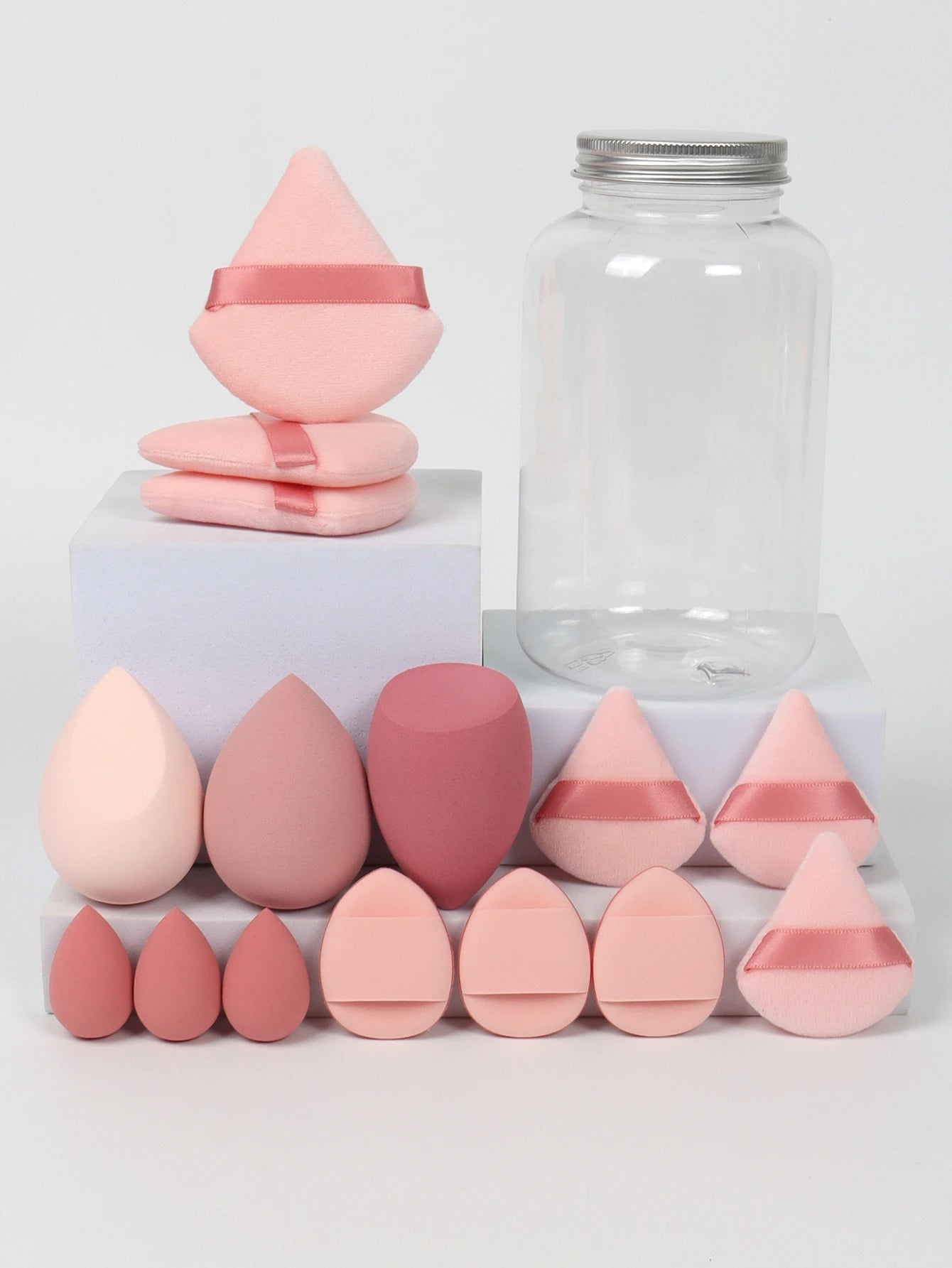 LuxuryGlow All-in-One Makeup Puff Set – 15 Pcs Assorted Beauty Blenders & Powder Puffs