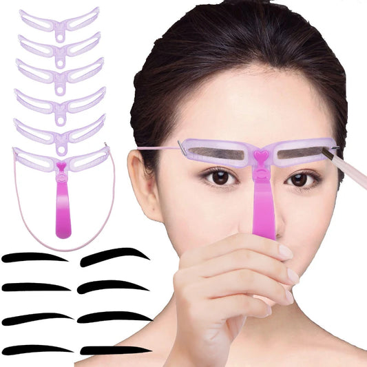 LuxuryGlow 8-in-1 Eyebrow Shaping Stencil Kit – Reusable Brow Shaper for Perfect Definition