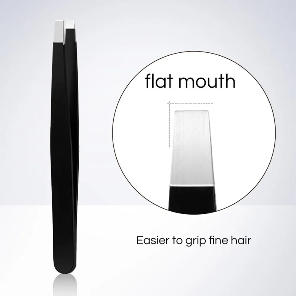 GECOMO Stainless Steel Eyebrow Tweezer – Slant & Flat Tip for Precision