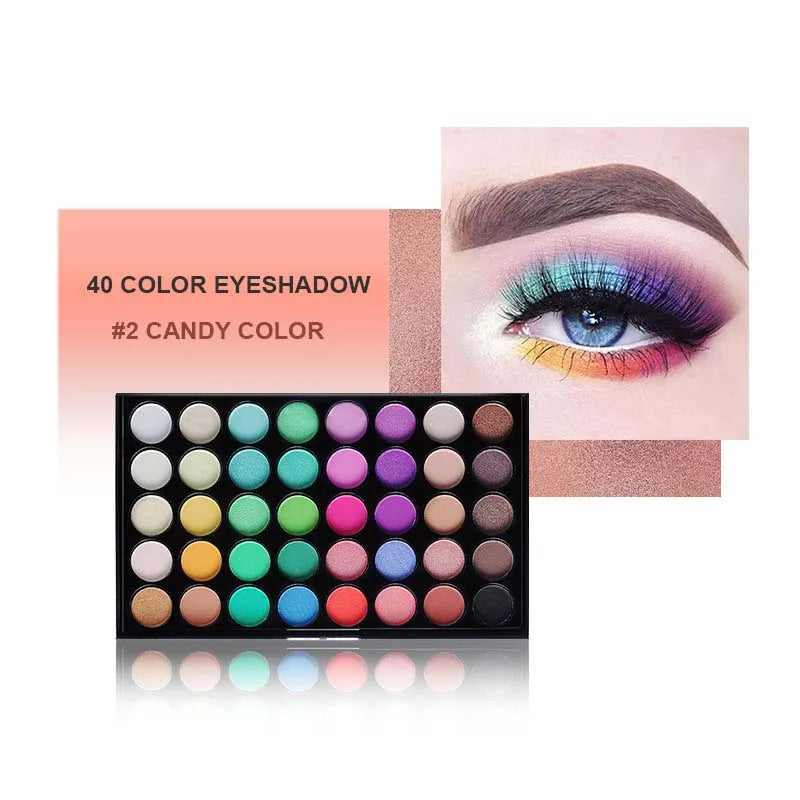 Paleta de sombras de ojos mate perladas de 40 colores LuxuryGlow: kit de maquillaje multicolor de larga duración, resistente al agua y fácil de difuminar.
