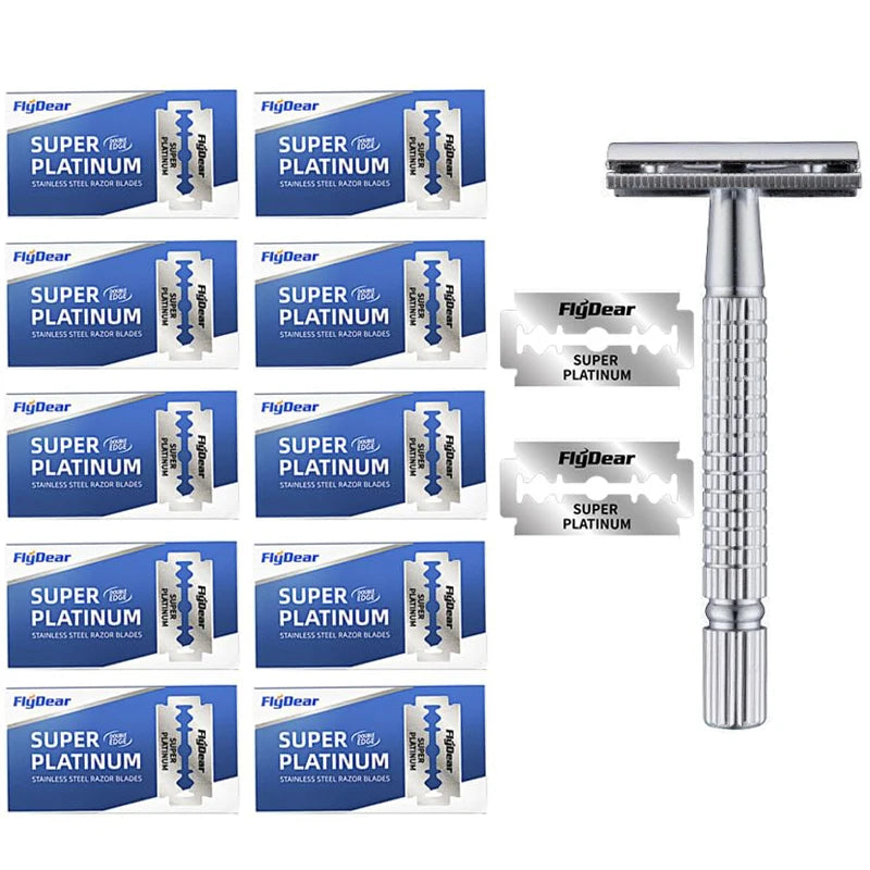 LuxuryGlow Stainless Steel Double-Blade Safety Razor – Manual Shaving Razor for Men