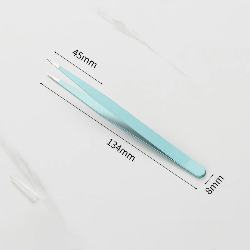 LuxuryGlow Macaron Color Eyelash Tweezers – Stainless Steel Precision Tool for Nail Art, Stickers & DIY Crafts