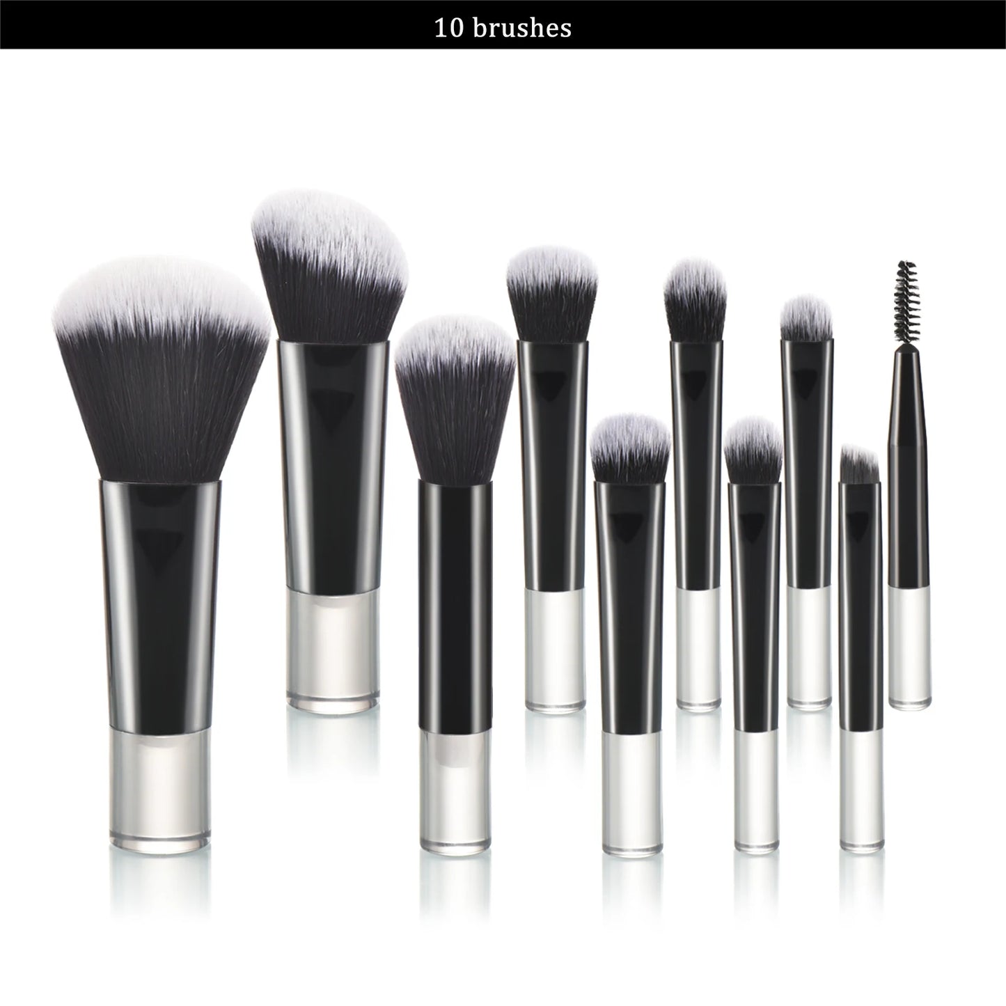 مجموعة فرش مكياج صغيرة من LuxuryGlow، 10 ألوان، مجموعة سفر محمولة مع إسفنجة وأدوات
