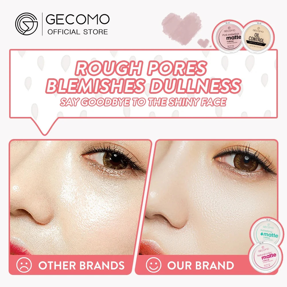 GECOMO 12H Matte Compact Powder – Oil Control & Shine-Free Finish