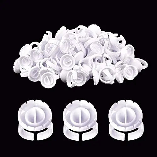 FOEONCO 100PCS Disposable Eyelash Glue Rings for Lash Extension & Tattoo Ink