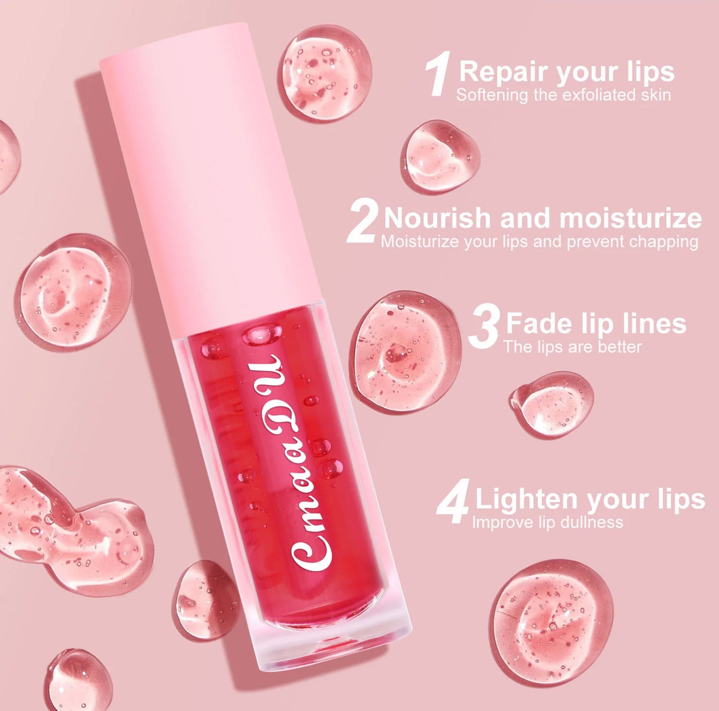 CMAADU 6-in-1 Color-Changing Lip Gloss Set – Fruity, Long-Lasting & Hydrating