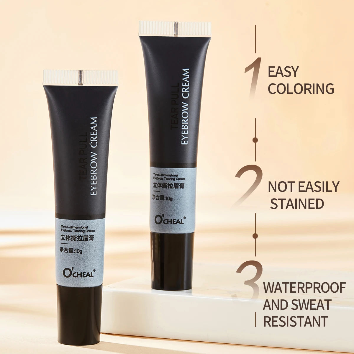 OCHEAL Waterproof Peel-Off Eyebrow Gel – Natural Tint, Long-Lasting Brow Color